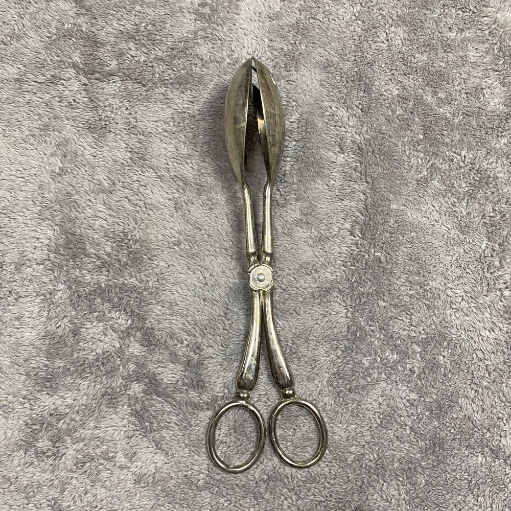 Vintage Silver Plated Pastry Tongs Scissor Serving Utensils Hong Kong